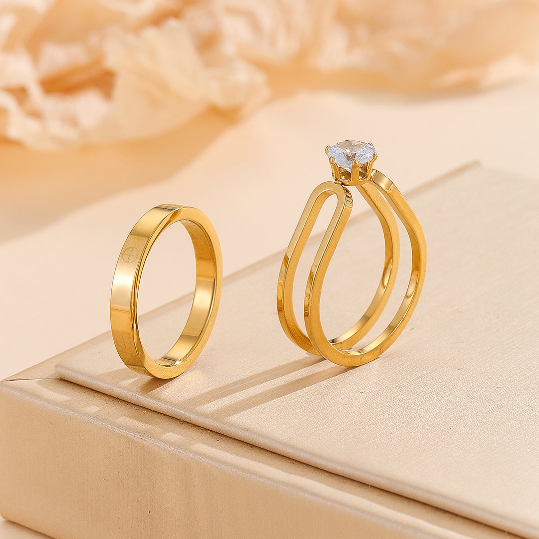 A One Mall® Elegant Golden Dou Halo Ring