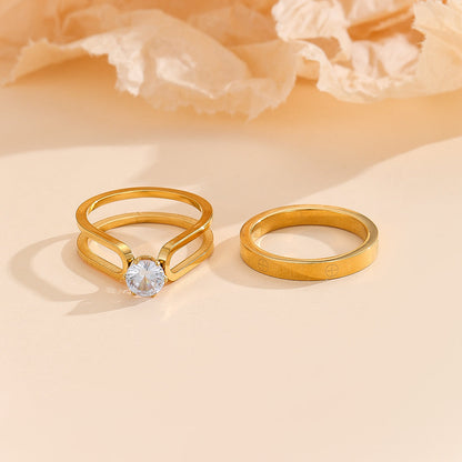 A One Mall® Elegant Golden Dou Halo Ring