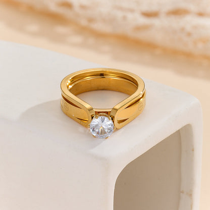 A One Mall® Elegant Golden Dou Halo Ring