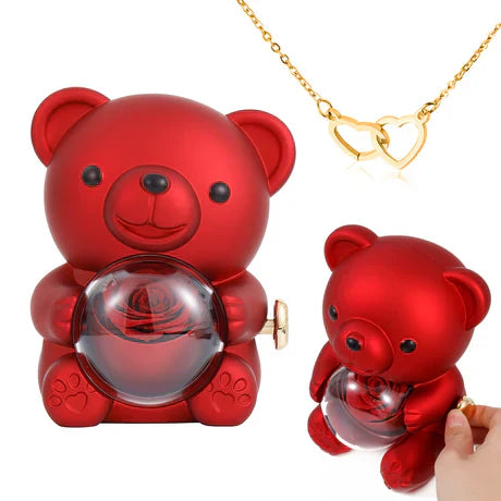 A One Mall®Eternal Rose Bear with Engraved Pendant