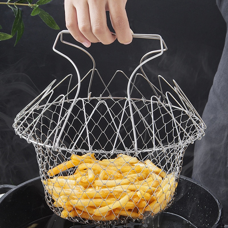 A One Mall® Multipurpose Foldable Stainless Steel Fry Basket