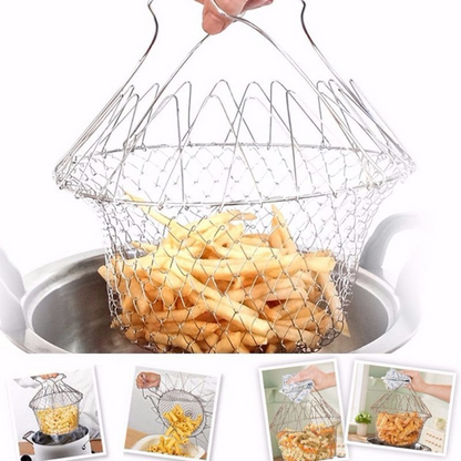 A One Mall® Multipurpose Foldable Stainless Steel Fry Basket