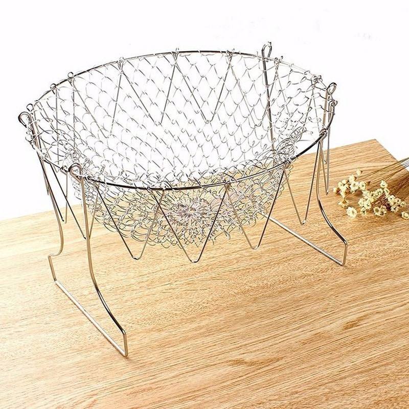 A One Mall® Multipurpose Foldable Stainless Steel Fry Basket